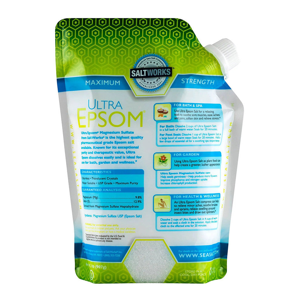Saltworks Ultra Epsom Premium Bath Salt, 2 Lb